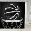 Basketball Shower Curtain For Boys Teen Ball Sports Bath Curtain Waterproof Fabric Bathroom Accessories With Hooks