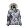 Womens Hooded Down Jacket With Removable Raccoon Fur Trim 90% White Duck Slim Fit Winter Coat