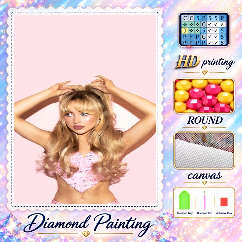 Sabrina Carpenter Diamond Painting Kit 5D Full Drill DIY Diamond Mosaic Wall Art Home Decor