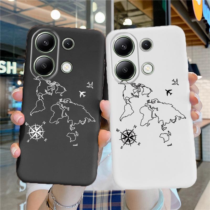 Cool Map Lines Couple Soft Silicone Case For Xiaomi Redmi Note 13 Pro Samsung A55 S24 iPhone 15 Huawei Honor Realme Camera Protective Shockproof Cover
