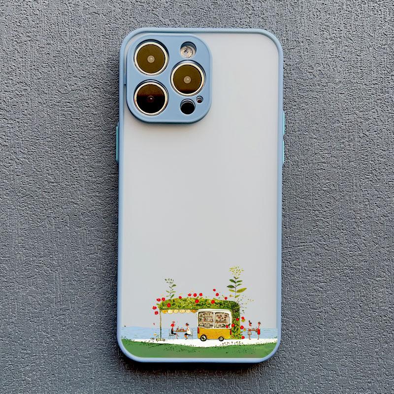 Cute Vacation On Beach Cartoon Phone Case for iPhone 16 15 14 Pro Max Plus 11 12 13 Pro Max Mini XR XS X SE2 Shockproof Covers