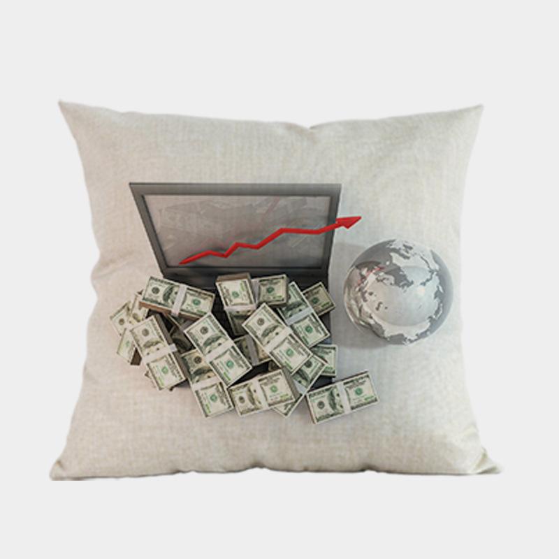 Nuovi Cuscini Decorativi per Divano a Forma di Dollaro Americano Quadrati 18 Pollici Lino Cotone Stampa di Denaro Copricuscino per Sedia da Ufficio Decorazione per la Casa
