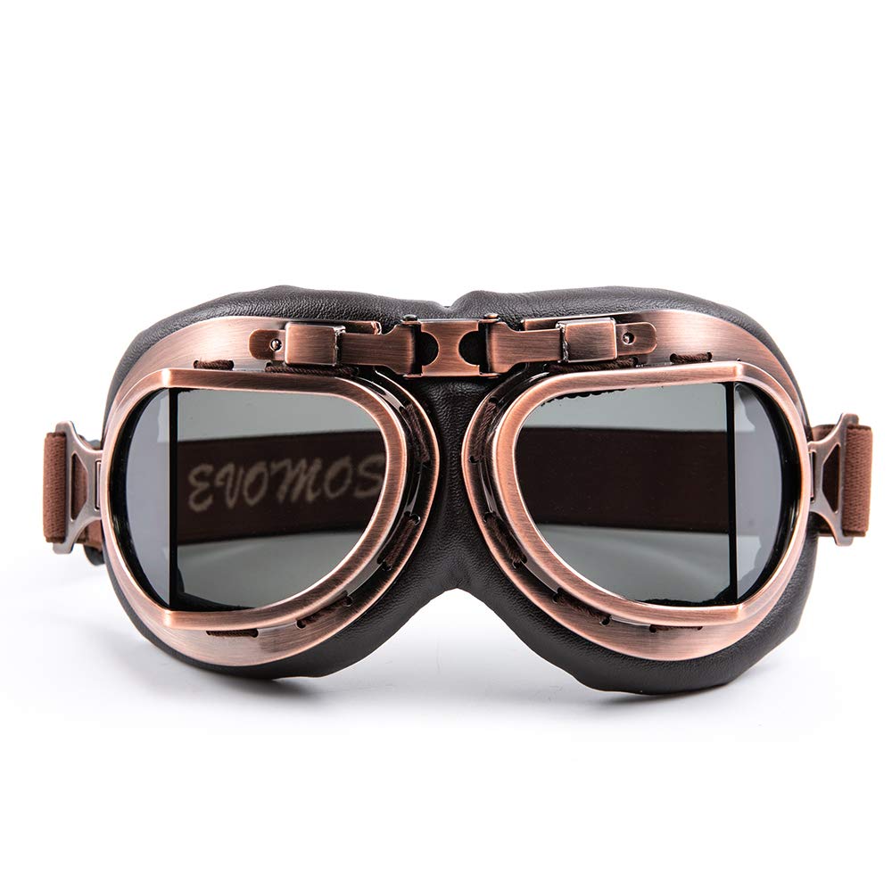 [Evomosa] Vintage Pilot-Style Motorcycle Goggles Eyewear for Half Helmets