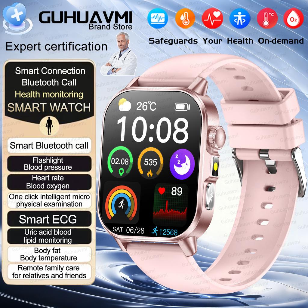 2026New AI Healthy Diagnose Analysis Smart Watch ECG+PPG Blood pressure lipids Uric Acid BT Call Smart Watch Tracker Men Women's