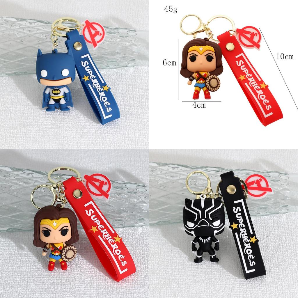 Cartoon Marvel American Captain Spider-man Silikon Schlüsselanhänger Anhänger Batman Superheld Kleines Geschenk