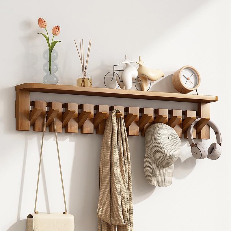 Modern Nordic Solid Wood Wall Mounted Clothes Hanger Luxury Living Bedroom Storage Rack Creative Home Furniture