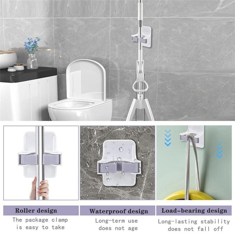 Good-Broom Holder Wall Mounted Broom Holder Traceless Strong Adhesive Hook Wall Rack Punch-Free Broom Holder Rack