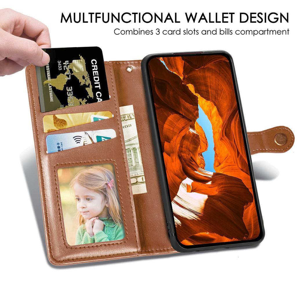 For iPhone 17 Case Wallet Stand Leather Phone Cover with Wrist Strap