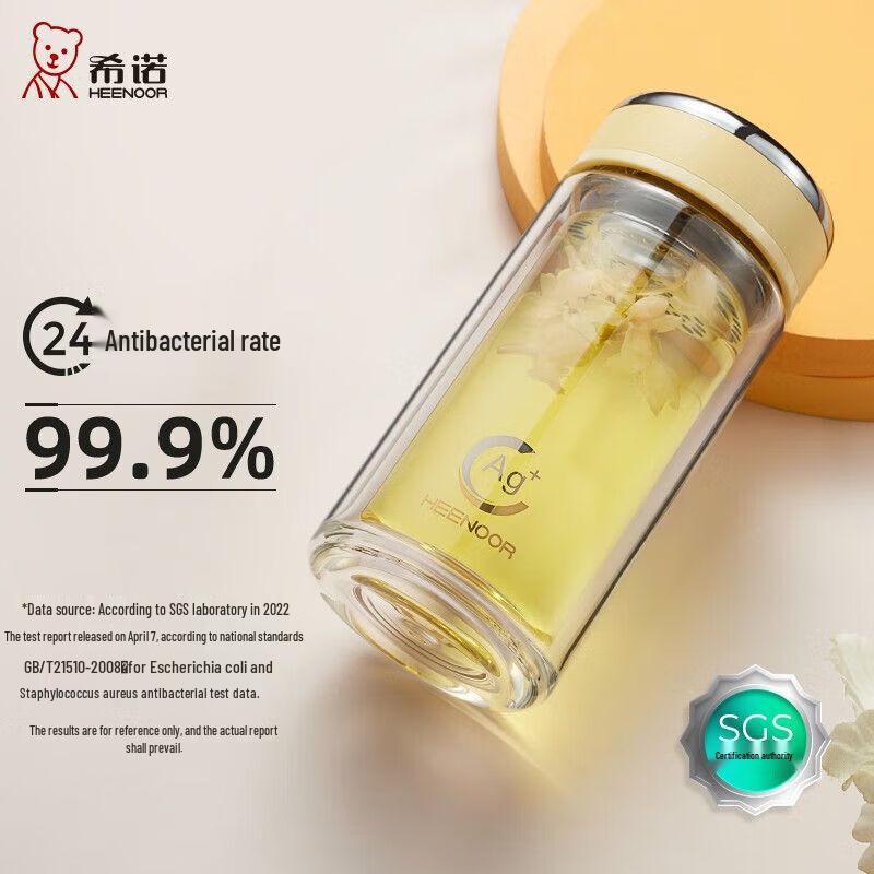 Heenoor Double-Layer Glass Water Bottle with Tea Infuser