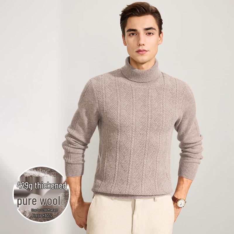 

TUHUANG Men s Thickened Pure Wool Cable Knit Pullover Sweater 3XL
