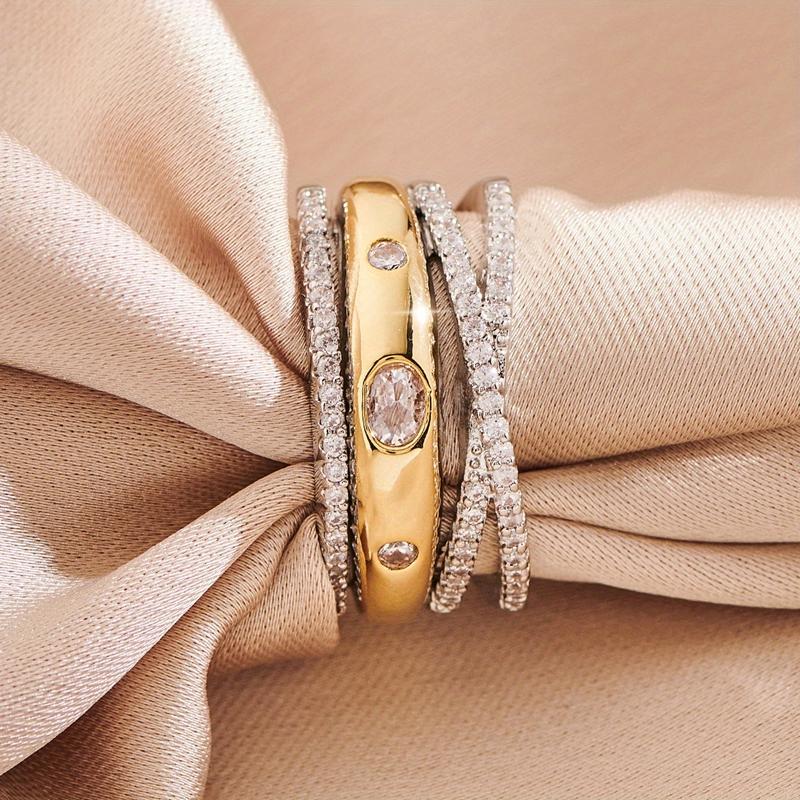 Λαμπερά Δαχτυλίδια Γάμου για Γυναίκες Δαχτυλίδια Αρραβώνων με Κυβική Ζιρκόνια Σταυρωτά X Χρώμα Λευκού Χρυσού Μόδα Πάρτι Καθημερινά Κοσμήματα