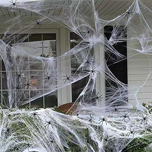 White Spider Web For Halloween Decorations Artificial Stretchy Cobweb For Halloween Scary Party Scene Decor Haunted House Props