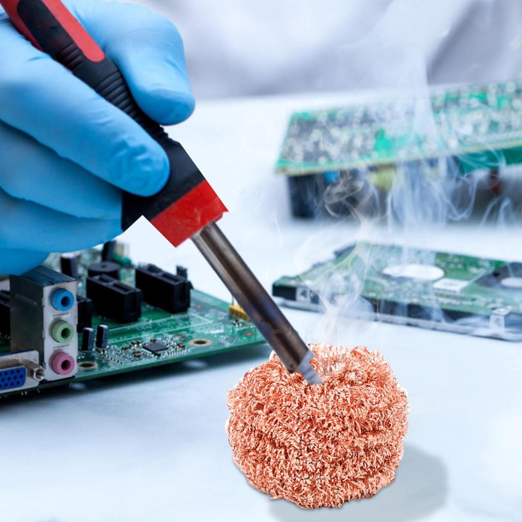 Cleaning Ball Soldering Iron Desoldering Mesh Filter Cleaning Nozzle Tip Copper Wire Cleaner Ball Metal Dross Box Clean Ball