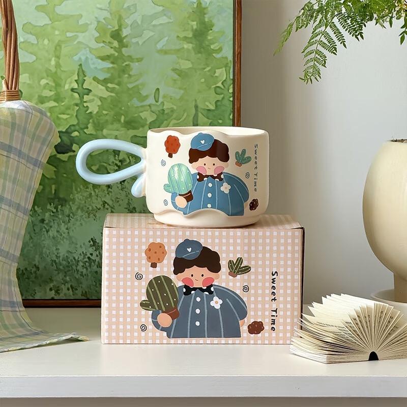 Shangqi Couple Stackable Ceramic Coffee Mug Set with Lid