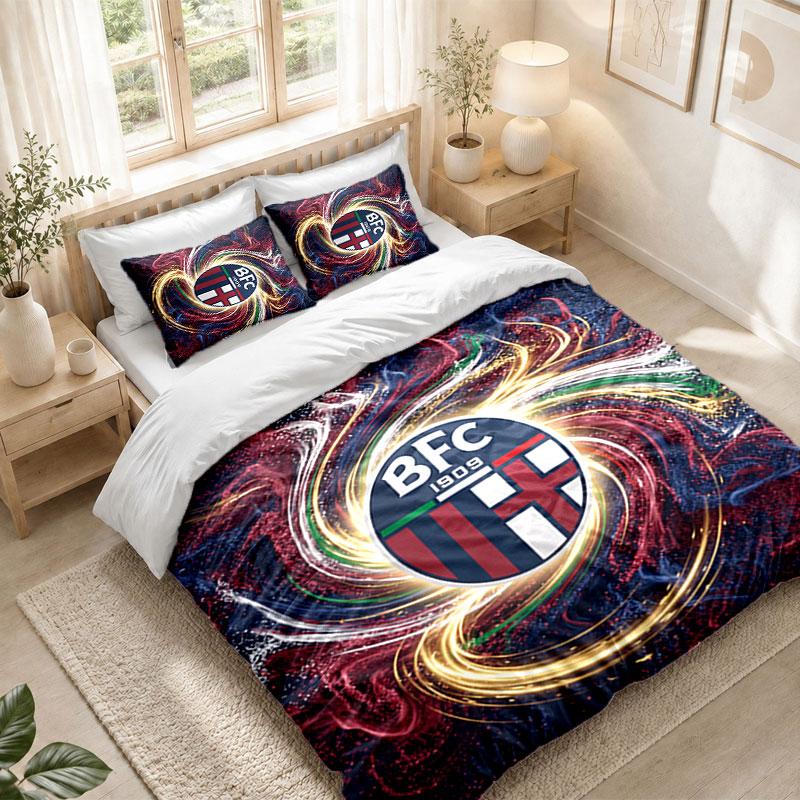 Bedding Set 1 Duvet Cover 2 Pillowcases Bologna FC Print Bedroom Home Decoration