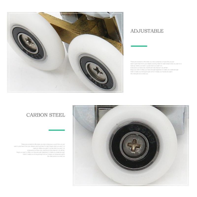 Set of 4 Curved Shower Door Rollers 23/25mm Top and Bottom Shower Glass Door Wheel Quiet Shower Door Pulley Replacement