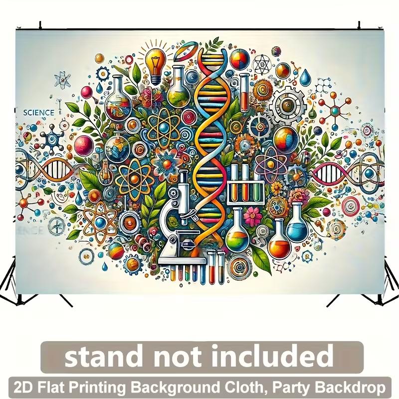 Colorful DNA Science Backdrop, STEM Education Classroom Photography Background