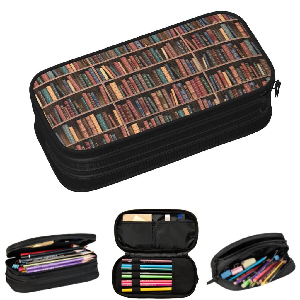 Education Library Book Pencil Cases for Student Gifts Pen Box Pencil Bag Big Capacity Pencil Pouch