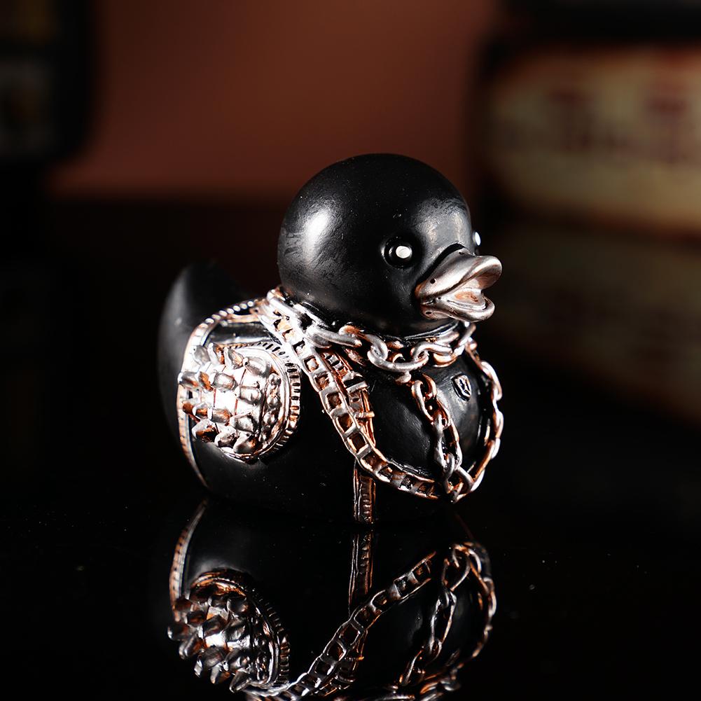 Gothic Satan Duck Statue Goth Punk Duck Sculpture Rock Duck Figurine Decor Collectible Figurines Satanic Duck Tabletop Ornaments