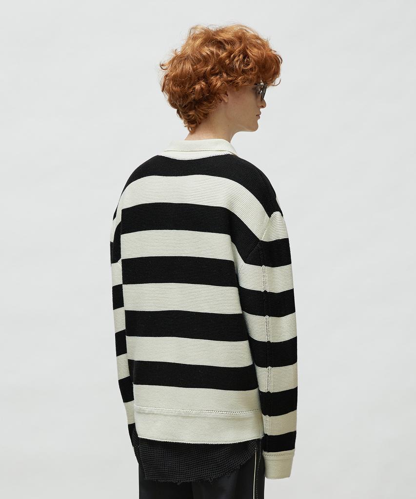 LMOOD Preppy Striped Pullover Knit Cream