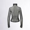 Sawadika Q24TP607 Women's High Neck Long Sleeve Sheer Solid Color T-shirt