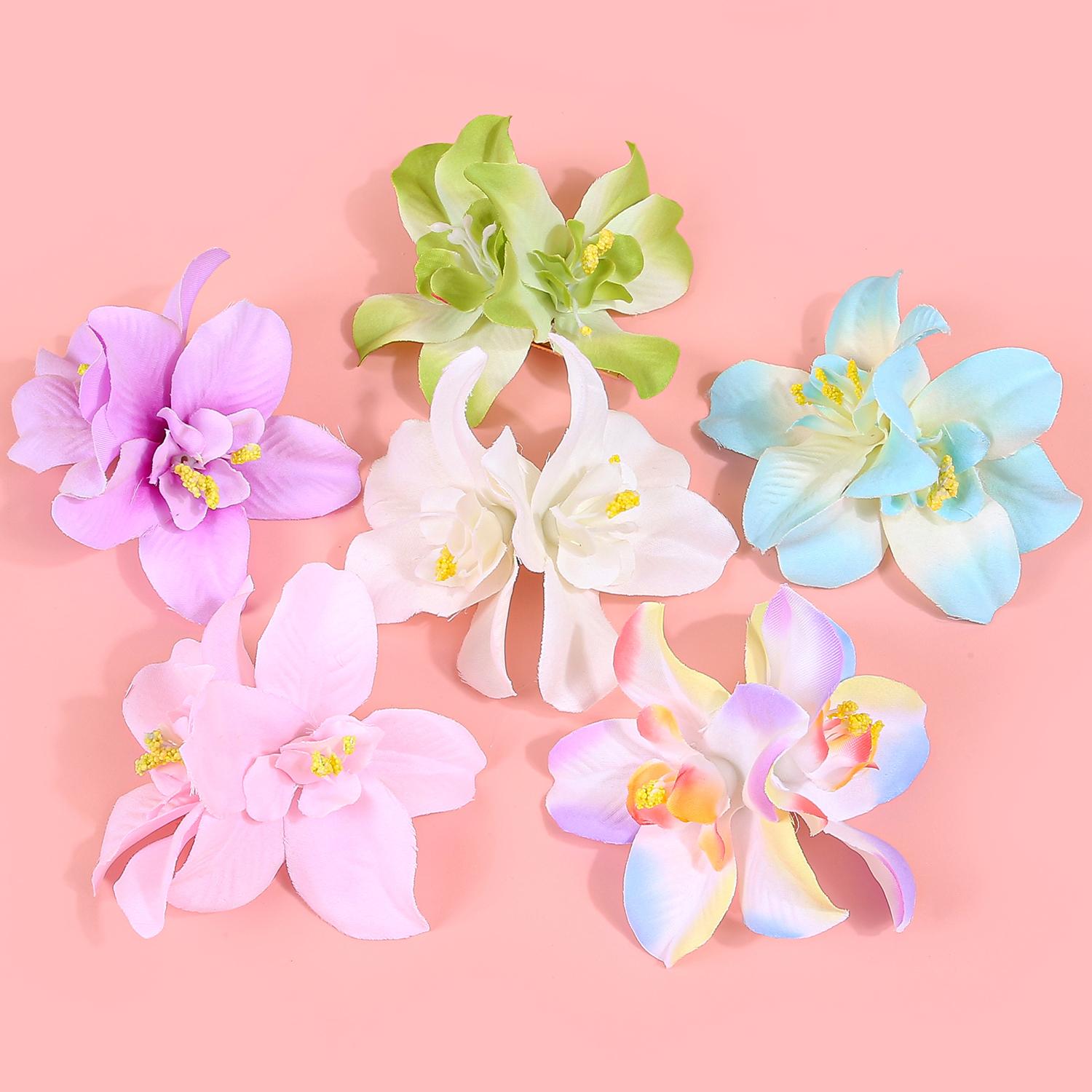 

6PCS Hawaiian Artificail Orchid Hair Clips Summer Beach Hairpins Bohemian Flower Barrettes Hair Accessory for Women and Girls
