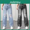 Womens Trendy Straightleg 2025 Ripped Jeans European And American Style Loose Fit
