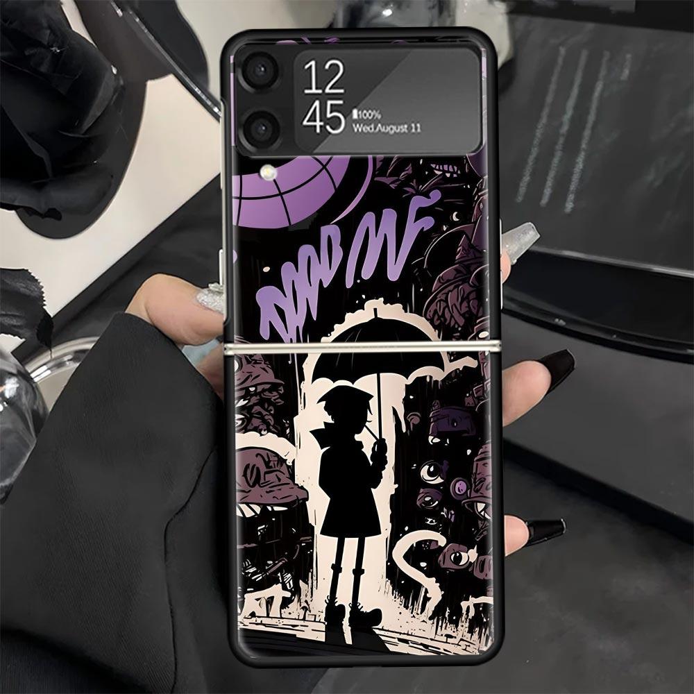 Graffiti Fashion Cool Phone Case for Samsung Galaxy Z Flip 7 6 5 4 3 5G Black Cover ZFlip7 ZFlip6 ZFlip5 ZFlip4 ZFlip3 Fundas Ga