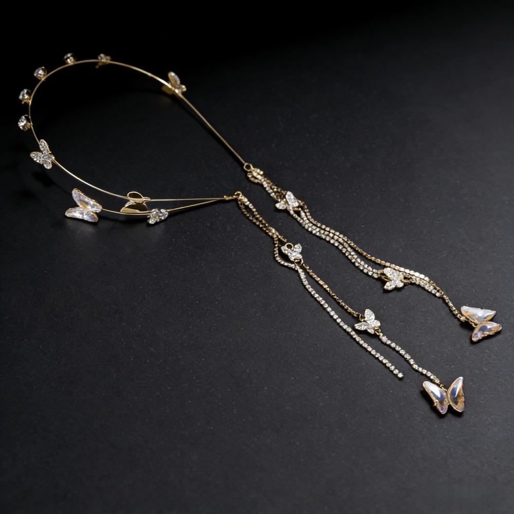 Butterfly Fringe Hair Hoop Alloy Woman Tiara New Design Rhinestone Headband Wedding