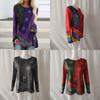 Plus Size Womens Hippie Boho Long Sleeve Tops With Soft Material And Floral Pattern