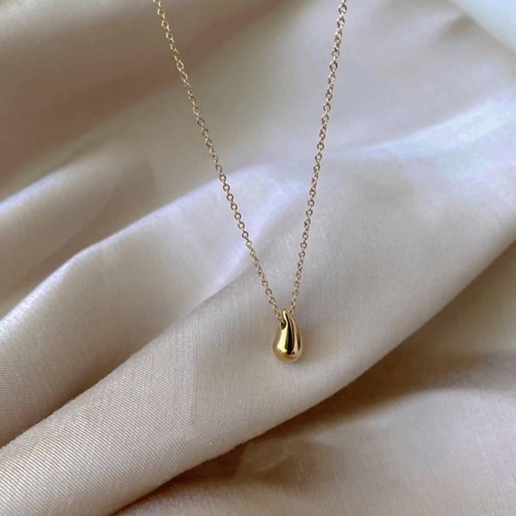 Women Necklace Gold or Silver Plated Waterdrop Pendant Jewelry Gift for Girls and Ladies 40+5cm Chain Length