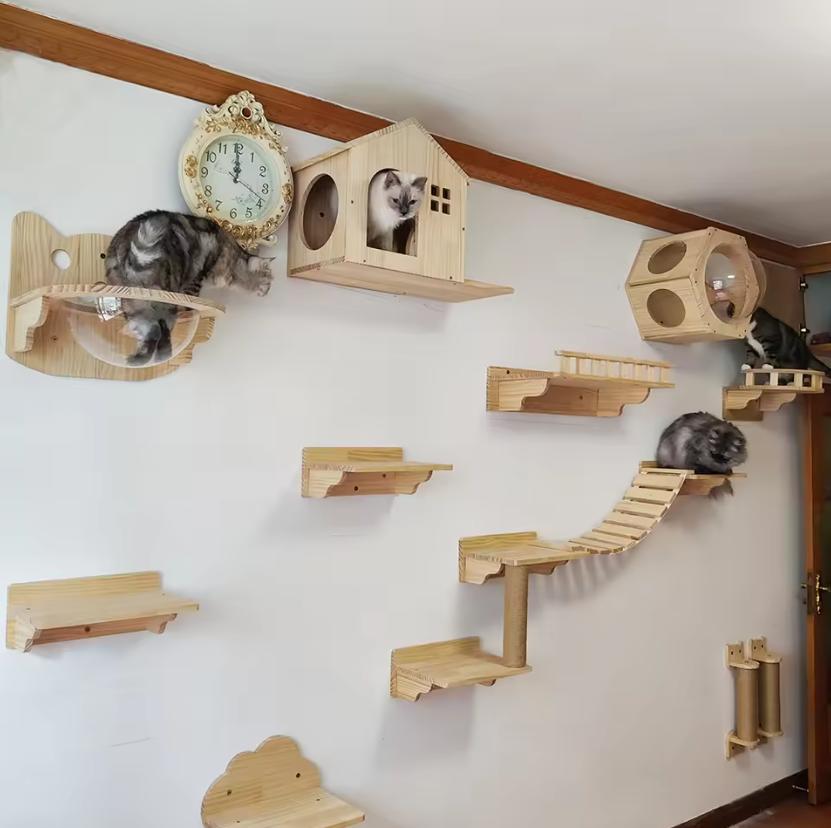 Wall-Mounted Solid Wood Cat Bed: An Aerial Retreat—Space-Saving, Stylish, and Practical