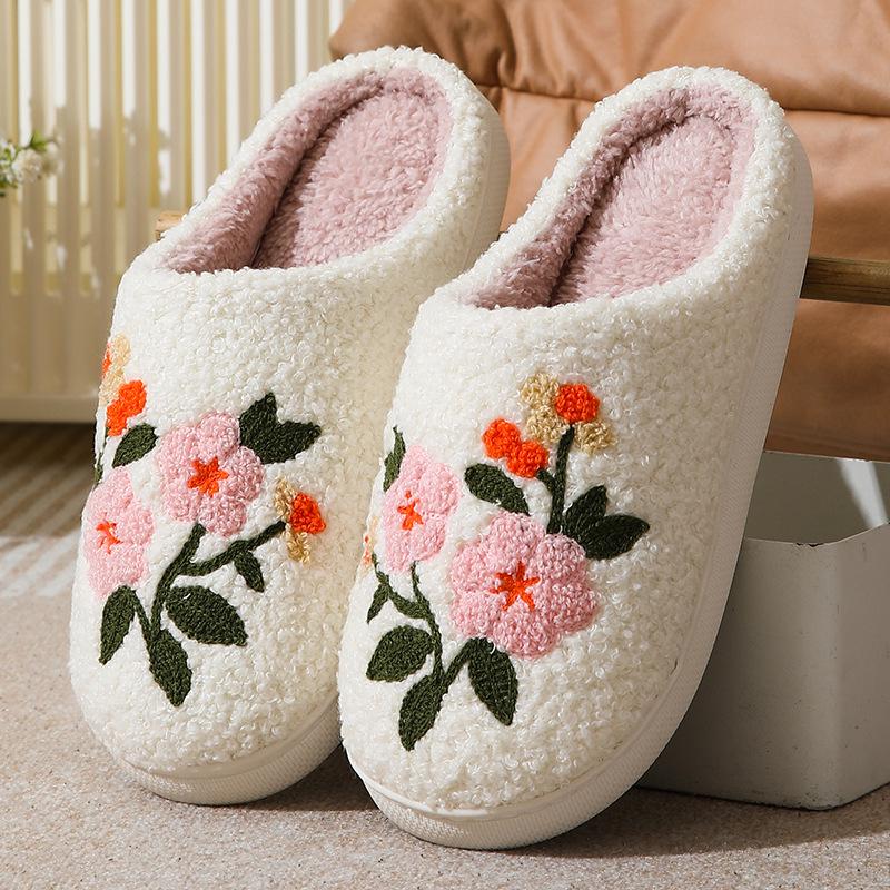 Cozy Cotton Slippers - Colorful Floral Winter Style for Men & Women