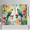 Watercolour Leaves Hummingbird Curtains Living Room Bedroom Home Decor Curtains Floral Polyester Shower Curtain with Hooks