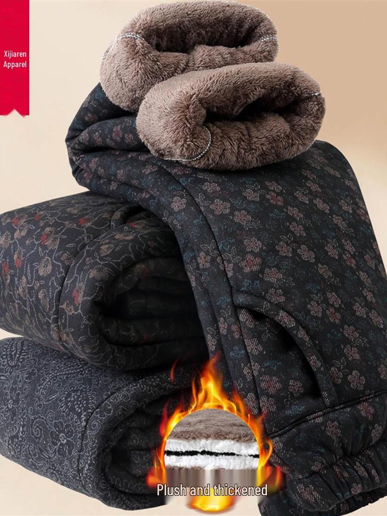 Mom's Cotton Velvet Thick Warm Winter Pants for Elderly Women