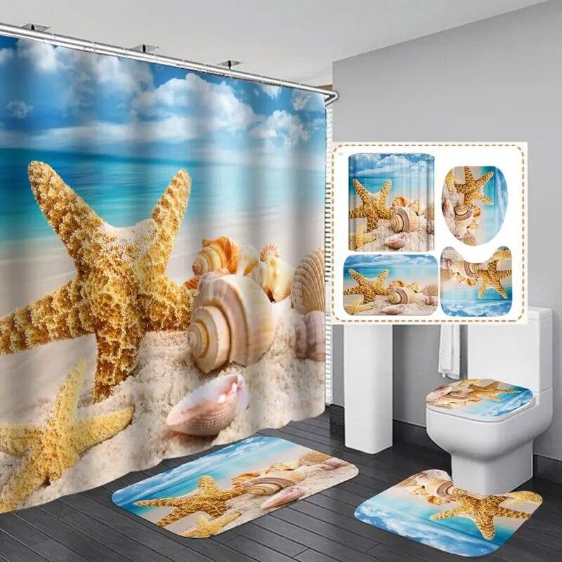 3D digitalt trykk dusjforheng 4 stk til hjem/hotell/fest Baderomsdekorasjon 180 * 180cm