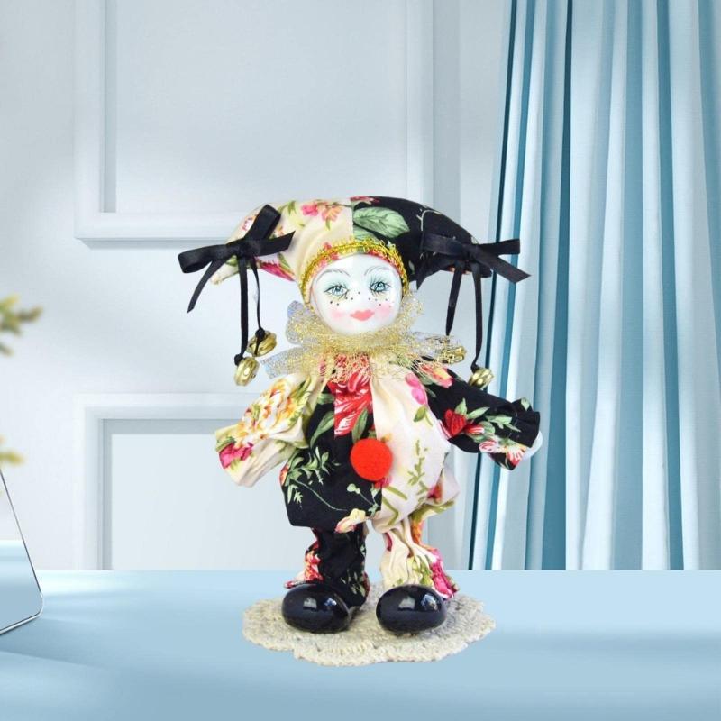 Elegante 7-Zoll-Porzellan-Clownpuppe zur Dekoration und zum Sammeln Puppenmodell zur Ausstellung und als Geschenk Valentinstagsgeschenk