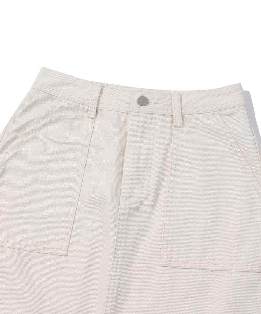 Vintril Sunday Fatigue Denim Long Skirt (Sand)