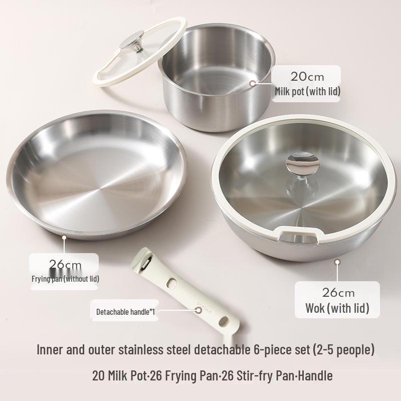 Detachable Handle Stainless Steel Cookware Set