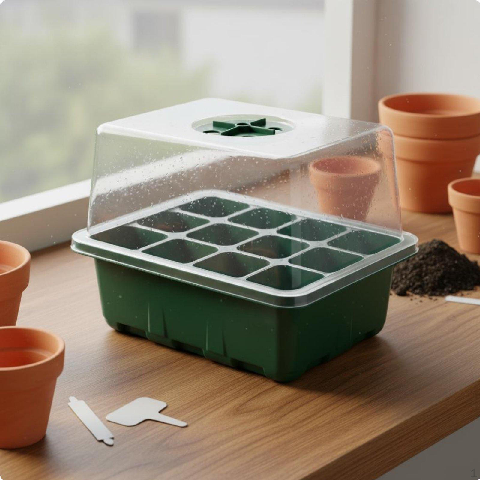 12 grid Starting Tray Transparent Lid Starter with Humidity Dome Retaining Plant