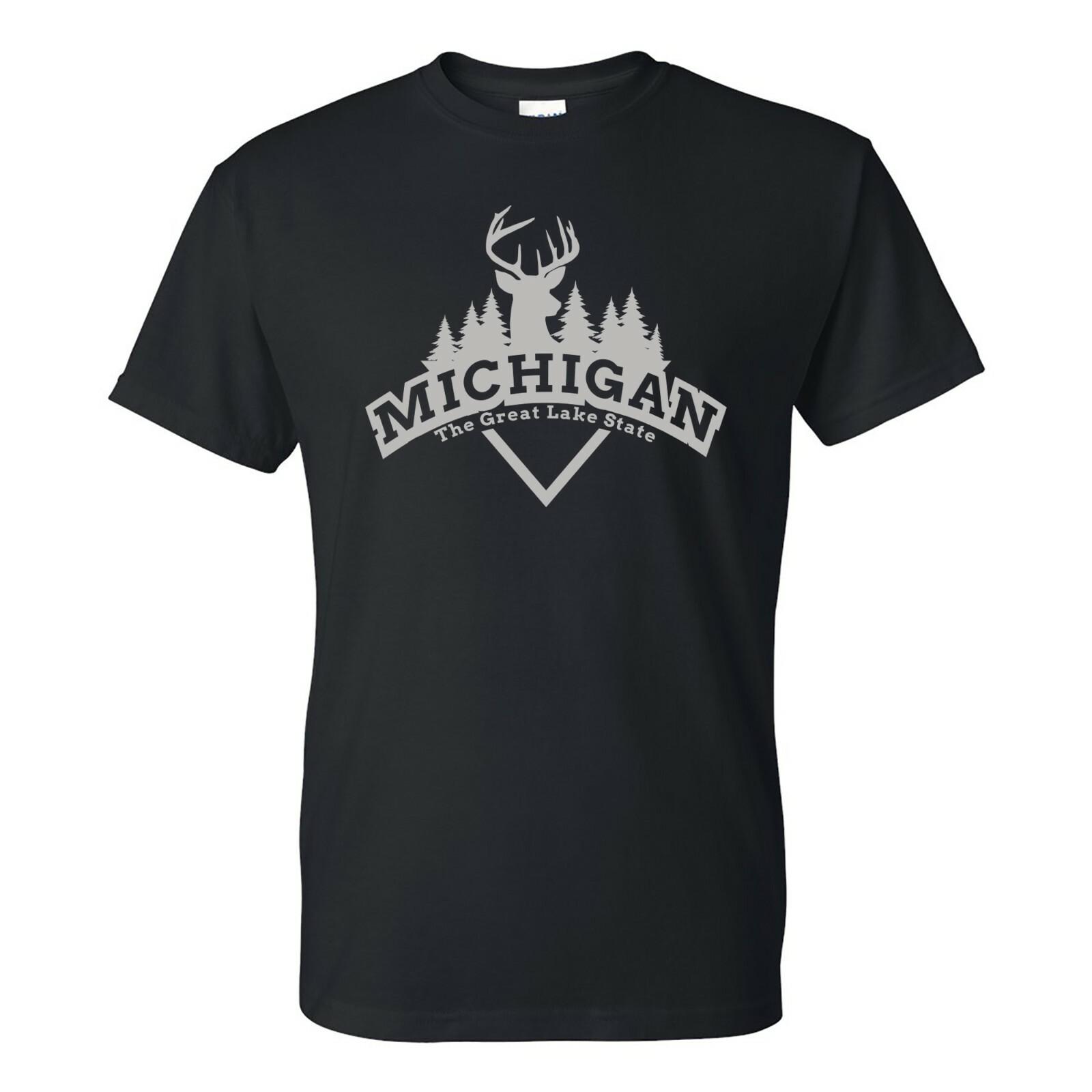Michigan Deer Arch Hometown State Pride T Shirt Black XL