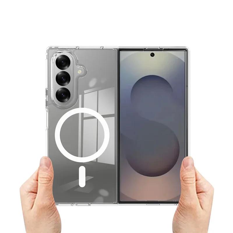 High Quality Transparent Lightweight Magnetic Phone Case for Samsung Fold 7 6 Magsafe Wireless Charging Shockproof Protect Case