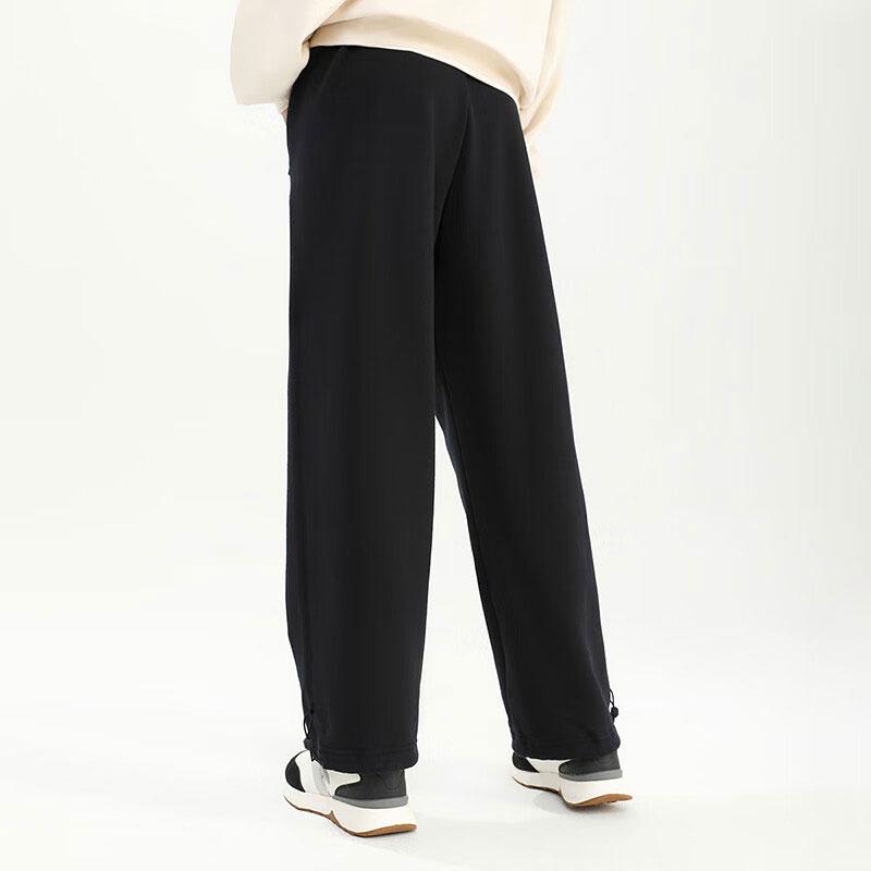 Anta Lifestyle Series Letter Print Straight Leg Casual Knit Sports Pants Unisex Pants Basic-Black 172348301S-1