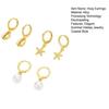 3 Pairs Women Coastal Hoop Earrings Starfish Seashell Faux Pearl Charm Dangle Hoop Earrings Summer Beach Earrings for Holiday Daily