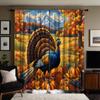 2pcs set HD Harvest Festival Garden pumpkin Maple flower peacock decorative curtain Yellow tie digital printed curtain Home d