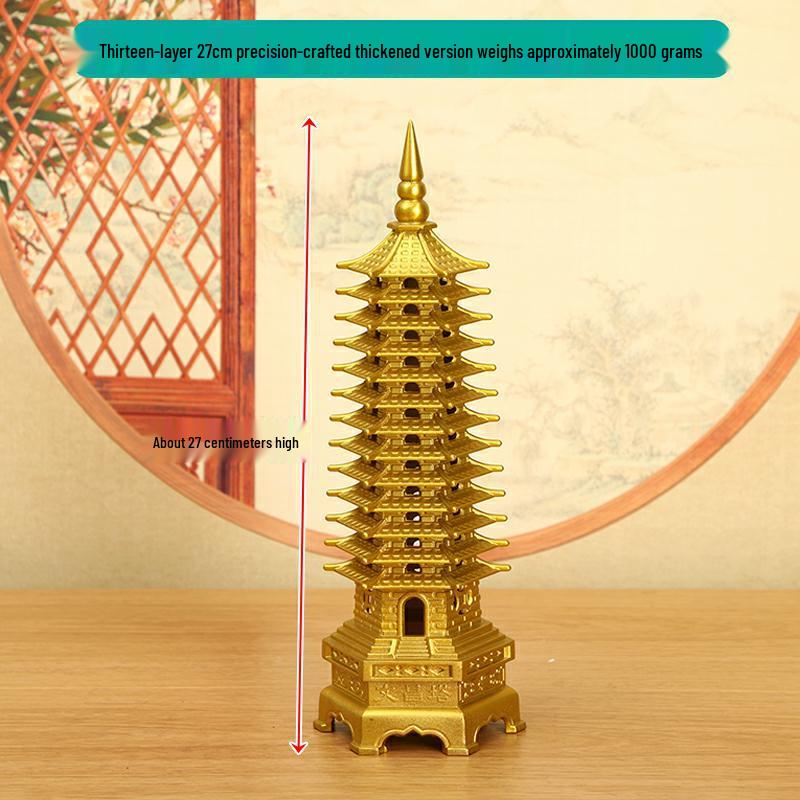 Miedziana ozdoba Pagody Wenchang: Duży, 7-13 warstwowy chiński buddyjski wystrój do domu i świątyni