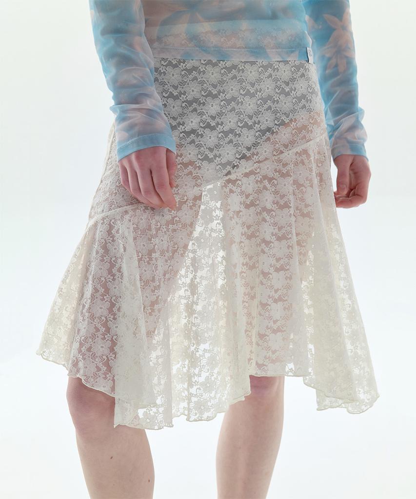 PISCESS Floral Lace Skirt_White