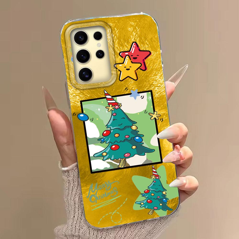 Veselé Vánoce Elk Tree Dívky Ženy Pouzdro na telefon pro Samsung Galaxy S25 Edge S24 S23 S22 S21 S20 FE Plus Ultra Zadní kryt