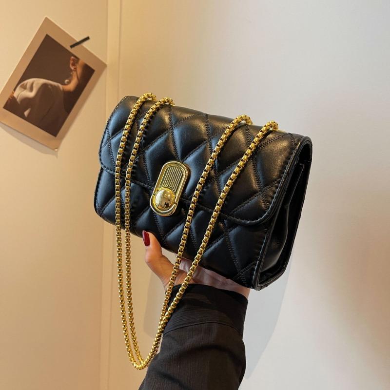 New Chain Embroidery Thread Pu Small Square Bag Women's Bag Popular Fashion Versatile Shoulder Messenger Bag