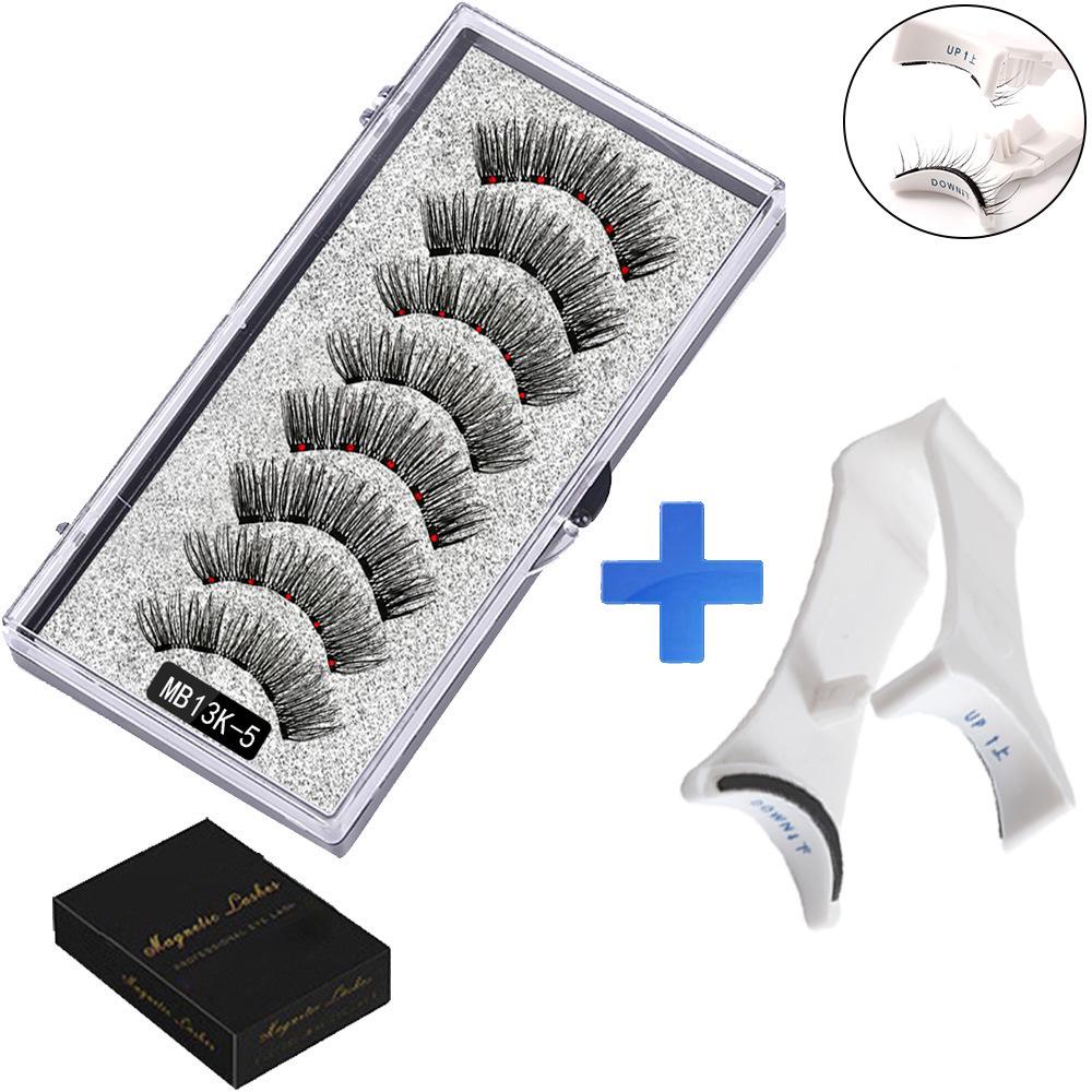 Two Pairs of Magnetic False Eyelashes with Curler - No Glue Needed, European & American Thick Style.